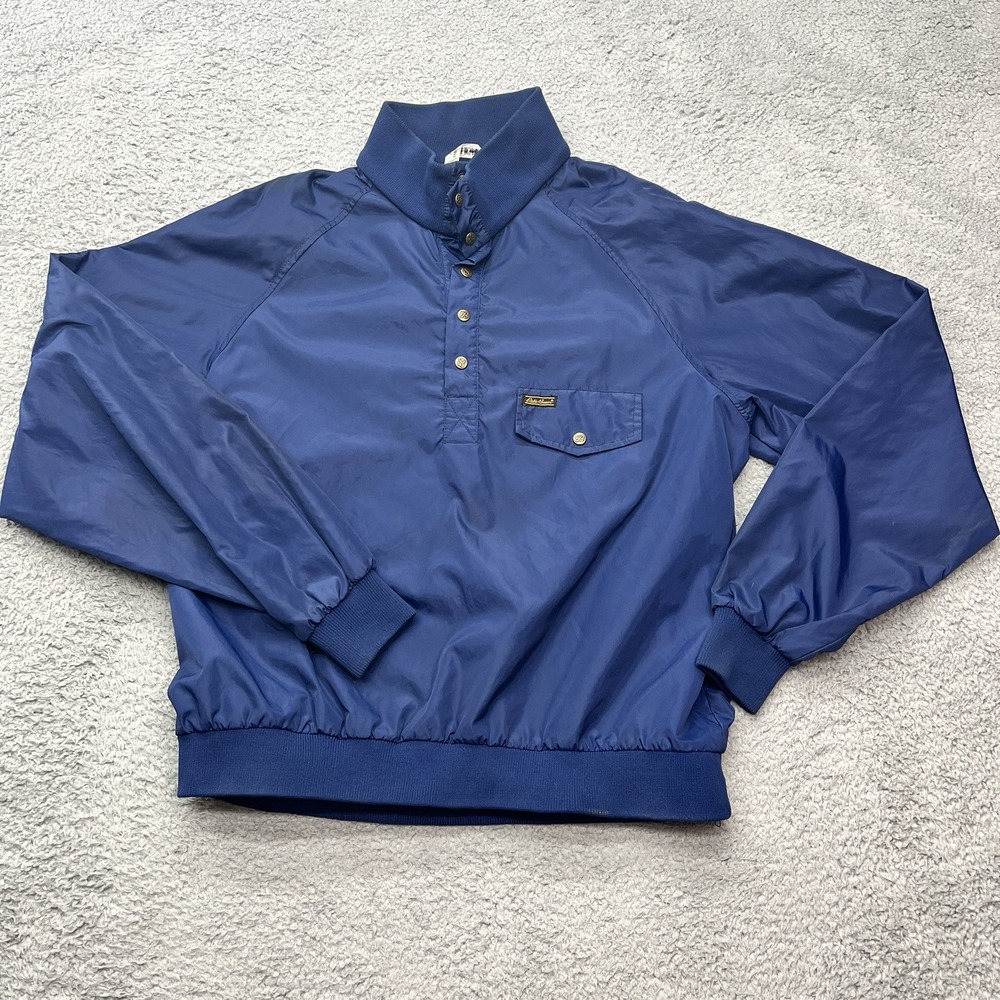 Eddie Bauer 1/4 Snap Nylon Pullover Mens M Blue Vintage Golf Windbreaker Pocket‎